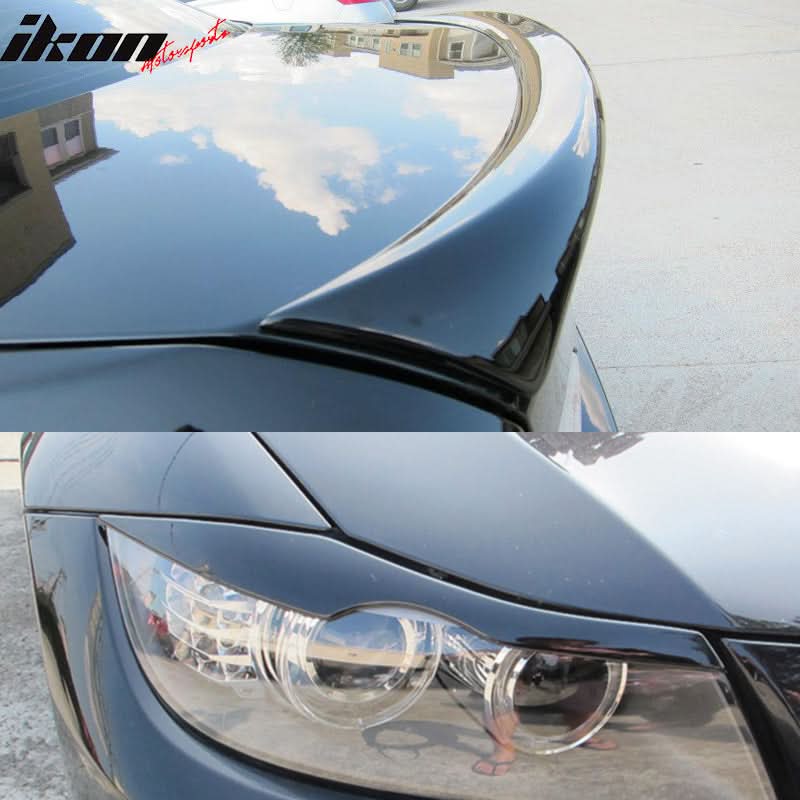Fits 05-11 BMW E90 OE Trunk Spoiler & Headlight Eyelid Covers