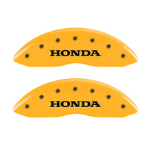 Load image into Gallery viewer, MGP 4 Caliper Covers Engraved Front Honda Rear H Logo Yellow Finish Black Char 2009 Honda Ridgeline
