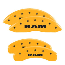 Load image into Gallery viewer, MGP 4 Caliper Covers Engraved Front &amp; Rear Ram Yellow Finish Black Char 2006 Dodge Durango