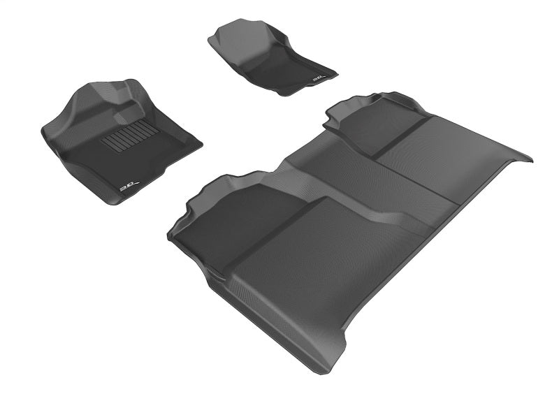 3D MAXpider 2007-2013 Chevrolet Silverado Crew Cab Kagu 1st & 2nd Row Floormats - Black