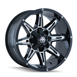 Mayhem 8090 Rampage 20x10 / 6x135 BP / -25mm Offset / 106mm Hub Black w/ Milled Spokes Wheel