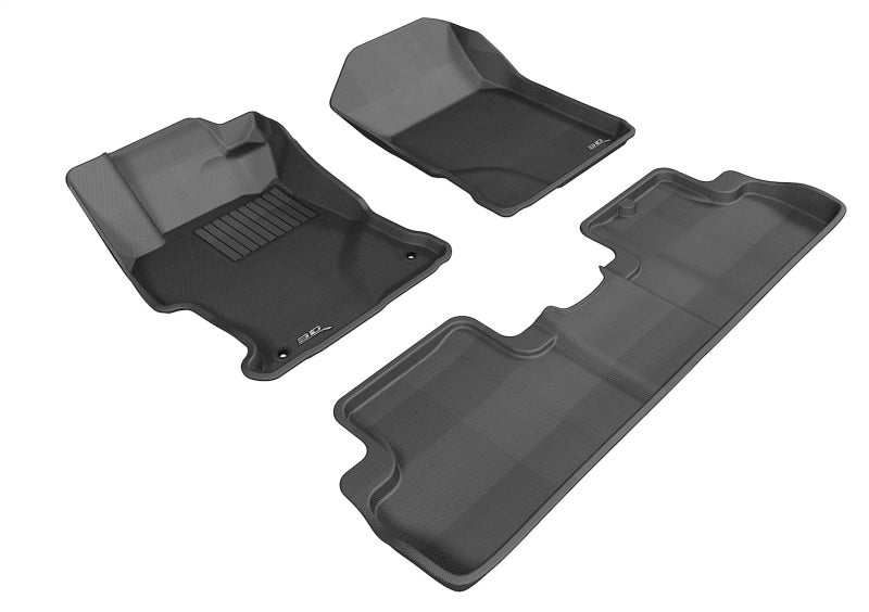 3D MAXpider 2012-2013 Honda Civic Coupe Kagu 1st & 2nd Row Floormats - Black