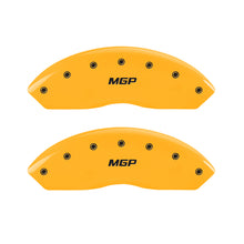 Load image into Gallery viewer, MGP 4 Caliper Covers Engraved Front &amp; Rear MGP Yellow Finish Black Char 2007 Buick Lucerne