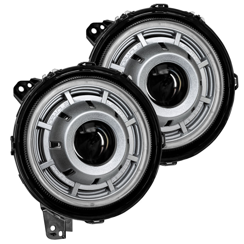 Oracle Oculus Bi-LED Projector Headlights for Jeep JL/Gladiator JT - Satin Silver - 5500K NO RETURNS