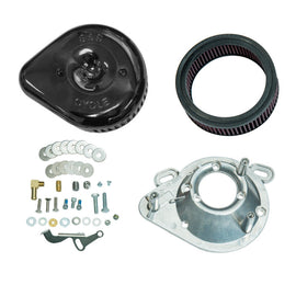 S&S Cycle 84-99 BT w/ Super E/G Carb Stealth Air Cleaner Kit w/ Gloss Black Slasher Teardrop