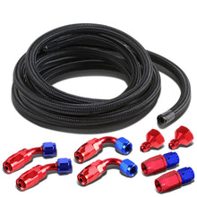 Load image into Gallery viewer, Universal Fuel Tank Fittings with Braided Stainless Steel Feed Return Line 10AN to AN6 - Black Nylon Stainless Steel