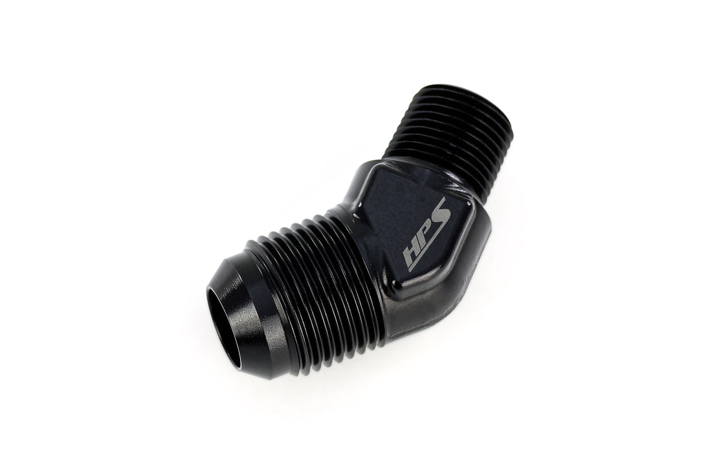 HPS Performance AN Flare -3 to 3/8 NPT 45 Degree Adapter AN823-4-6
