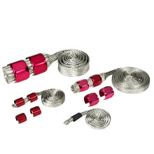 Load image into Gallery viewer, Universal Braided Hose Set Red Stainless Steel