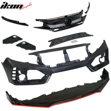 Load image into Gallery viewer, 2016-2021 Honda Civic Type-R Style Front Bumper &amp; Lip Gloss Black Red