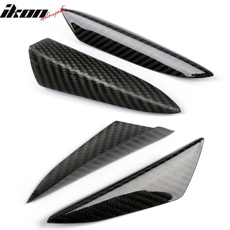 Universal V3 Style Front Bumper Lip Canards Splitters Fin 4Pc CF