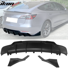 Load image into Gallery viewer, 2017-2024 Tesla Model 3 Rear Diffuser with Aprons  IKON Style 3PC