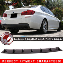 Load image into Gallery viewer, 2011-2016 BMW F10 5 Series 7 Fins Gloss Black Rear Bumper Diffuser ABS
