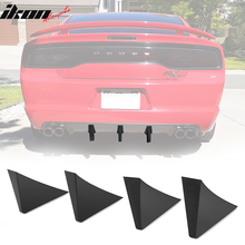 Load image into Gallery viewer, Universal Unpainted Rear Bumper Lip Lower Diffuser Shark Fins ABS 4PC
