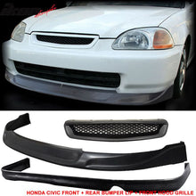 Load image into Gallery viewer, Fits Civic 96-98 2 Front Rear Bumper Lip + T-R Front Grille