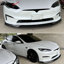 Load image into Gallery viewer, 2021-2025 Tesla Model S Gloss Black V Front Bumper Lip Carbon Fiber