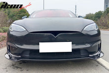 Load image into Gallery viewer, 2021-2025 Tesla Model S Track Pack Style Front Bumper Lip Gloss Black