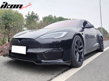 Load image into Gallery viewer, 2021-2025 Tesla Model S Track Pack Style Front Bumper Lip Gloss Black
