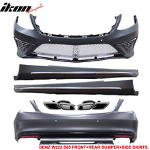 Load image into Gallery viewer, 2014-2017 Benz W222 S Class PDC Front + Rear Bumper Cover + Side Skirt