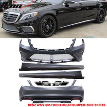 Load image into Gallery viewer, 2014-2017 Benz W222 S Class PDC Front + Rear Bumper Cover + Side Skirt