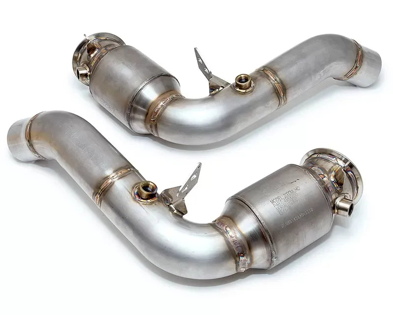 S63TU Engine 200 CEL Catted Downpipes - Brushed Finish (BM-EXH017SCAT)