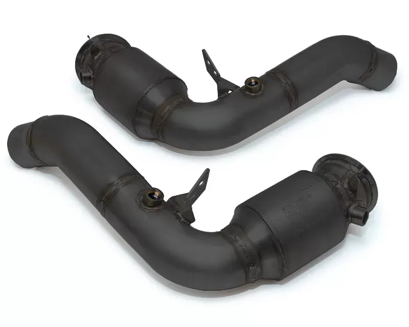 S63TU Engine 200 CEL Catted Downpipes-Thermal Coated Black Finish Description (BM-EXH017TBCAT)
