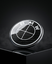 Load image into Gallery viewer, BMW Roundel Emblem Covers - Full Carbon Fiber Black and White Style V2