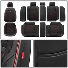 Load image into Gallery viewer, Diamond Stitch Mesh Fabric Seat Covers - Full Set 4PCS Black Red