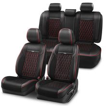 Load image into Gallery viewer, Diamond Stitch Mesh Fabric Seat Covers - Full Set 4PCS Black Red