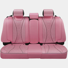 Load image into Gallery viewer, Diamond Stitch Mesh Fabric Leatherette Seat Covers Full Set - Pink