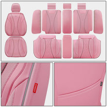 Load image into Gallery viewer, Diamond Stitch Mesh Fabric Leatherette Seat Covers Full Set - Pink