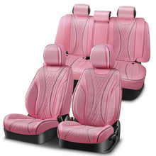 Load image into Gallery viewer, Diamond Stitch Mesh Fabric Leatherette Seat Covers Full Set - Pink