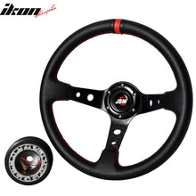 Load image into Gallery viewer, Black W/ Red Stitch Racing Steering Wheel 350MM + JDM Hub Adapter