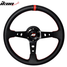 Load image into Gallery viewer, Black W/ Red Stitch Racing Steering Wheel 350MM + JDM Hub Adapter