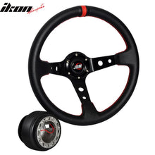 Load image into Gallery viewer, Black W/ Red Stitch Racing Steering Wheel 350MM + JDM Hub Adapter