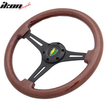 Load image into Gallery viewer, Universal Wood Grain 6-Bolt Steering Wheel 350MM &amp; BD Logohorn Button