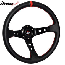 Load image into Gallery viewer, Black Red Deep Dish 6-Bolt Steering Wheel 350MM &amp; Horn Button