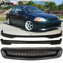 Load image into Gallery viewer, Fits 96-98 Honda Civic 3Dr TR Front + Rear Bumper Lip + Hood Grill