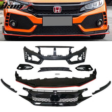 Load image into Gallery viewer, Fits 16-18 Honda Civic TR Front Bumper + Grille + Lip + Foglight Cover