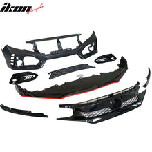 Load image into Gallery viewer, Fits 16-18 Honda Civic TR Front Bumper + Grille + Lip + Foglight Cover