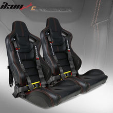 Load image into Gallery viewer, Universal Black Racing Seat 2PC Dual Slider Belt PU Carbon Leather