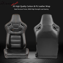 Load image into Gallery viewer, Universal Black Racing Seat Dual Slider Red Belt PU Carbon Leather