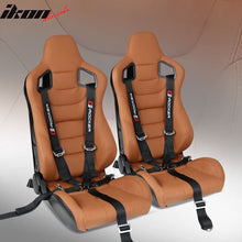 Load image into Gallery viewer, Universal Brown Racing Seat with Dual Slider 5 Point Cam-lock Belt PU