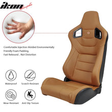 Load image into Gallery viewer, Universal Brown Racing Seat with Dual Slider 5 Point Cam-lock Belt PU