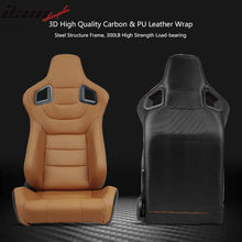 Load image into Gallery viewer, Universal Brown Racing Seat with Dual Slider 5 Point Cam-lock Belt PU