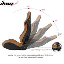 Load image into Gallery viewer, Universal Brown Racing Seat with Dual Slider 5 Point Cam-lock Belt PU