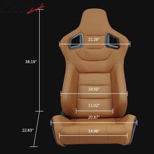 Load image into Gallery viewer, Universal Brown Racing Seat with Dual Slider 6 Point Cam-lock Belt PU