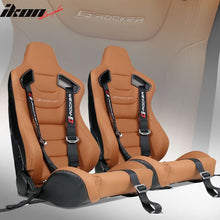 Load image into Gallery viewer, Universal Brown Racing Seat with Dual Slider 5 Point Cam-lock Belt PU