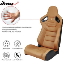 Load image into Gallery viewer, Universal Brown Racing Seat with Dual Slider 6 Point Cam-lock Belt PU