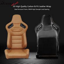 Load image into Gallery viewer, Universal Brown Racing Seat with Dual Slider 6 Point Cam-lock Belt PU