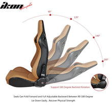 Load image into Gallery viewer, Universal Brown Racing Seat with Dual Slider 6 Point Cam-lock Belt PU